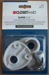 ClosetMaid SuperSlide #1058 Closet Rod Side Wall Brackets White-2 Pack-Combo 2+