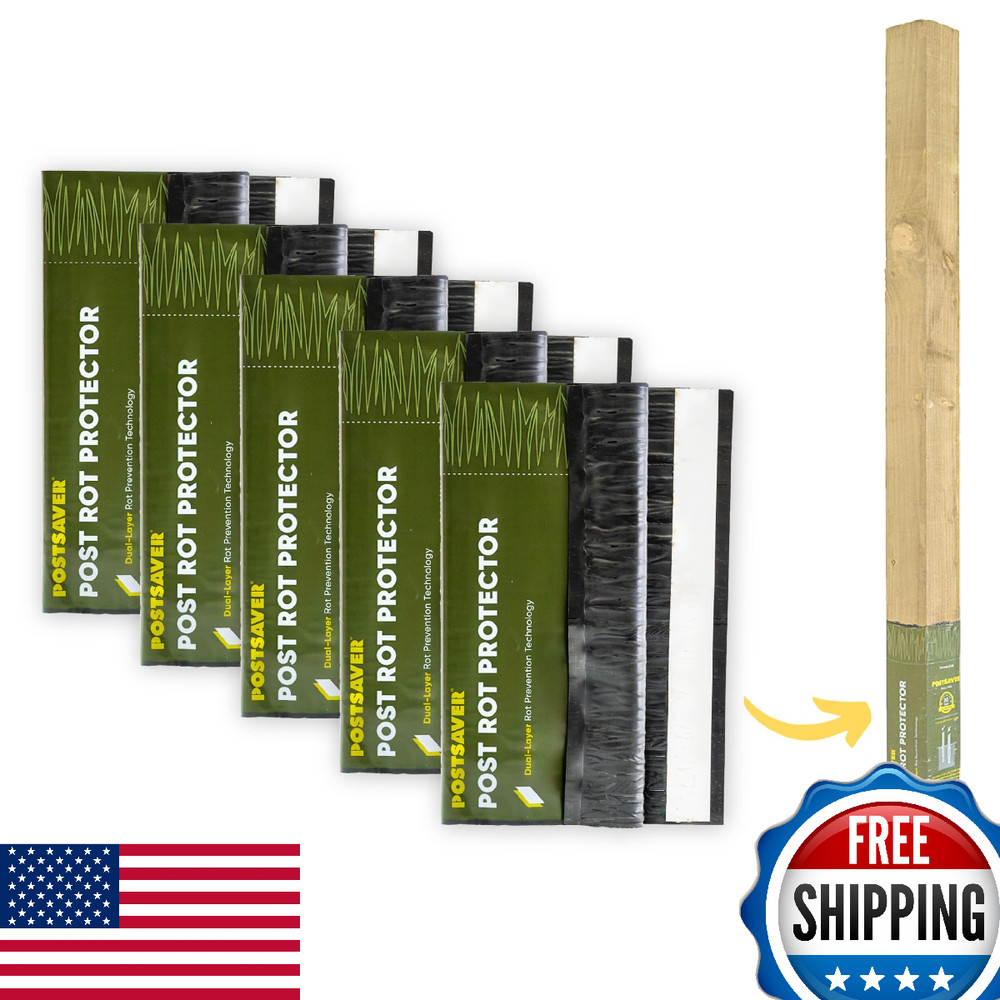 Postsaver Pro-Wrap Standard Fence Post Rot Protector – 5 Pack, 3-5″ Posts