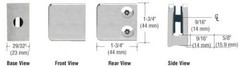 CRL Z-Series Satin Stainless Steel Small Square Type Radius Base Glass Clamp