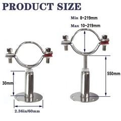 Adjustable Bracket Clamp Pipe Straps Wall Mount Ceiling Pipe Support 8mm-219mm