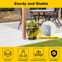 Galvanized Post Base for Concrete, Adjustable Aluminum-Zinc Plated Steel Deck Po