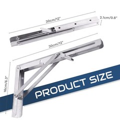 2pcs Folding Shelf Brackets Heavy Duty Wall Mounted Triangle Shelf Bracket Kit