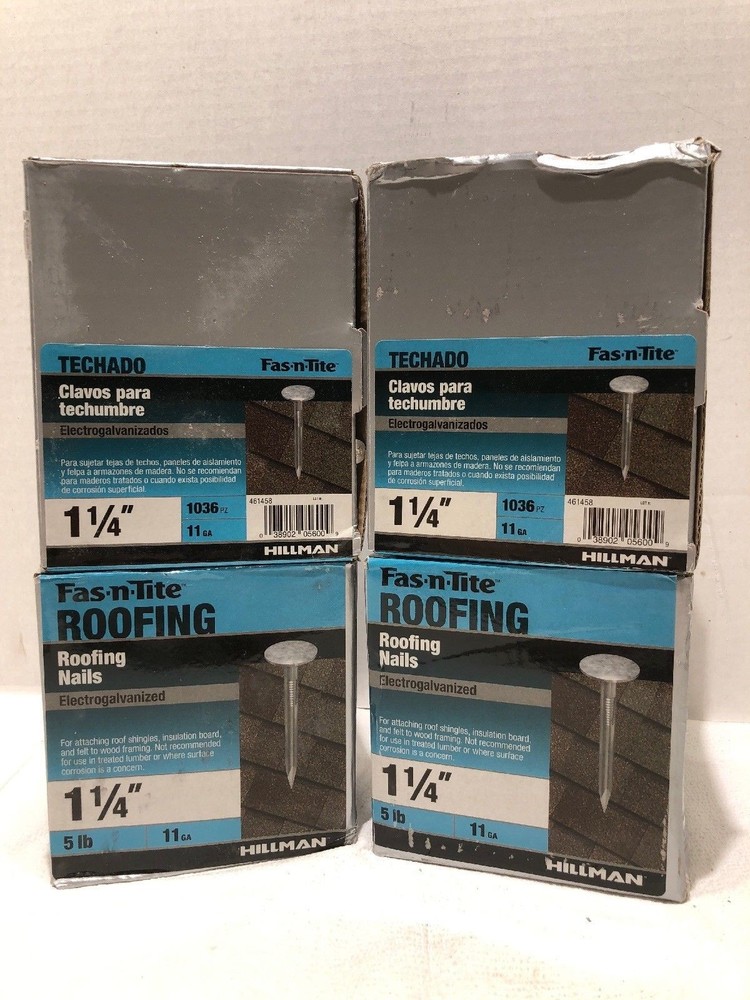 HILLMAN FASTENERS 461458 5lb 1.25″ x 11 Electrogalvanized-Roofing-Nails LOT OF 4
