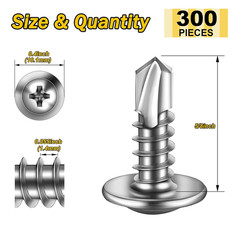 300Pcs #8X5/8 Self Tapping Screws for Metal, 410 Sheet Metal Screws, Stainles…