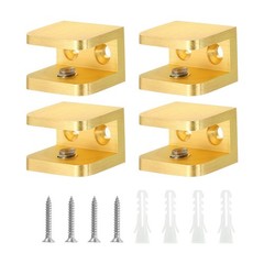 Glass Shelf Clamp, 4Pcs Glass Clip Holder Support for 10-12 mm Thick, Gold