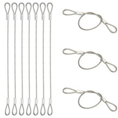 10 Pcs Dia. 1.5mm 8″ Long Stainless Security Ropes with Double Loops, Silver