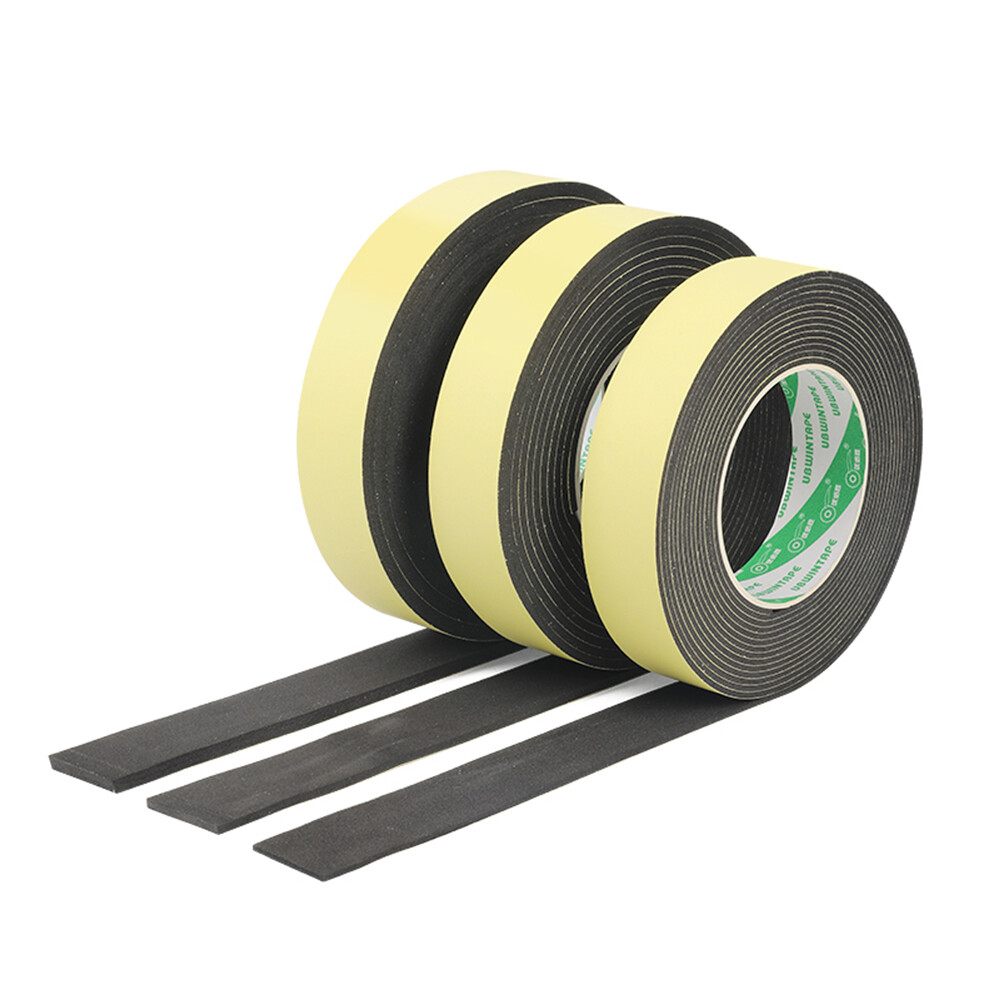 Black EVA Foam Tape Single Sided Self Adhesive Sponge Door Strip Seal 10-100mm