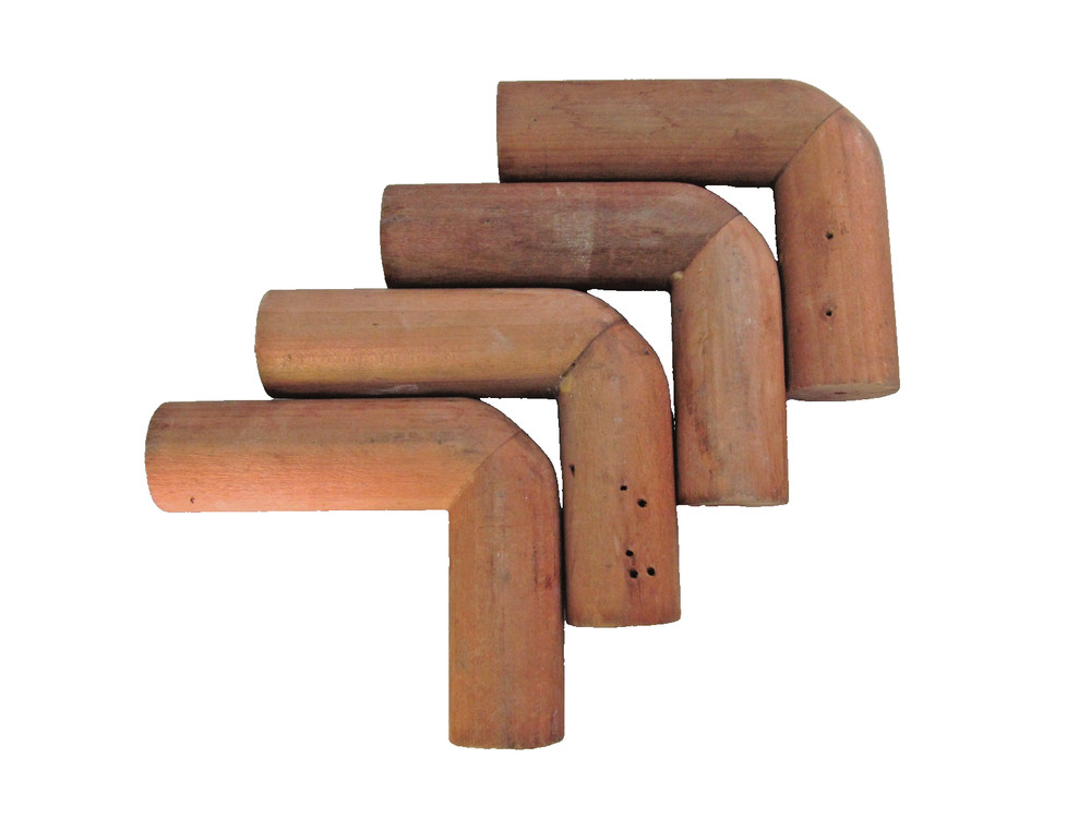 4 Pc Lot Wood Corners 90 Degree Elbow Handrails 4-5/8″ L x 3-7/8″W x 1-5/16″ Dia