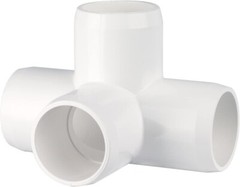 1″ Furniture Grade 4-Way Side Outlet Tee PVC Fitting – 4 Pack