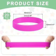 20Pcs Silicone Rubber Bands Non-slip 3.54 Inch Flat for Books, Rose Red