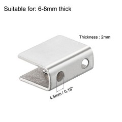 Glass Shelf Brackets 27x14x19mm Stainless Steel Holder for 6-8mm Thickness 2Pcs
