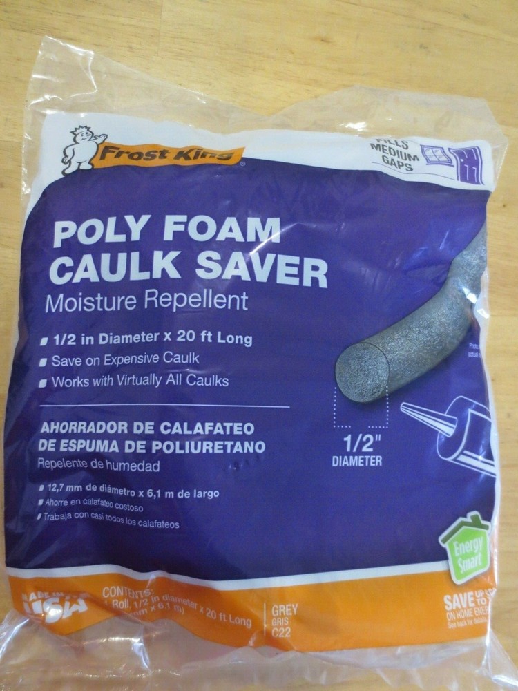 Frost King C22 Poly Foam Caulk Saver, 1/2″ x 20′ New Sealed