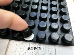 64 Pcs 3M Self Adhesive Silicone RUBBER FEET Bumpons Black Cylindrical 12x7mm