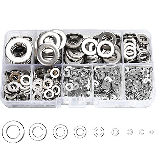800 Pcs 304 Stainless Steel Flat Washers 800 PCS 304 Steel, Silver