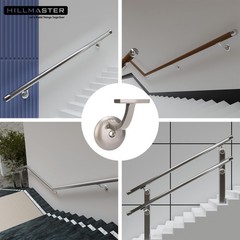 HILLMASTER Steel Handrail Bracket for Indoor Satin Nickel-2Pcs, Nickel