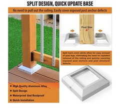 12 PCS 4×4 Aluminum Deck Post Base Cover White w/ Screws for Railing Posts
