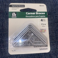 4 Pack Everbilt 1-1/2 inch Galvanized Steel Corner Braces Brackets