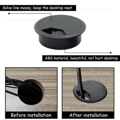 60mm Computer Desk Table Grommet Cable Tidy, Port Outlet Wire Hole Surface Cover