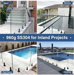 10 PCS LukLoy 304 Stainless Steel Square Glass Spigots Pool Fence Clamp: Black