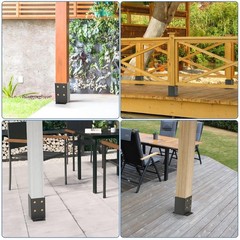 4×4 Post Base, Inner Size 3.5″”x3.5″” Deck Post Brackets, Heavy Duty Metal Bl…