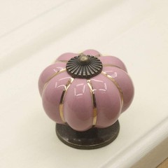 ESreake Yusheng 5 Pack Vintage Ceramic Pumpkin Cabinet Knobs, 5 Pack, Pink