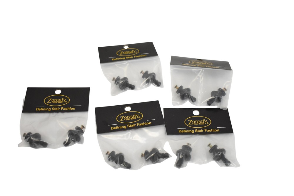Zoroufy 7905 Black Brass Urn Finial Stair Rods Lot Of 5 Pairs Set Traditional