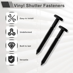 3 Inch Vinyl Shutter Fastener，Shutter Panel Pegs Plastic Shutter Screws Lok P…