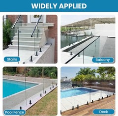 10 PCS Black Stainless Steel Glass Railing Spigots for Indoor/Outdoor Use
