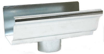 End Piece With Drop For 4-In. Gutter, Mill Finish Galvanized Steel, 4-In.
