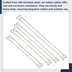 10 Pcs Dia. 1.5mm 12″ Long Stainless Security Ropes with Double Loops, Silver