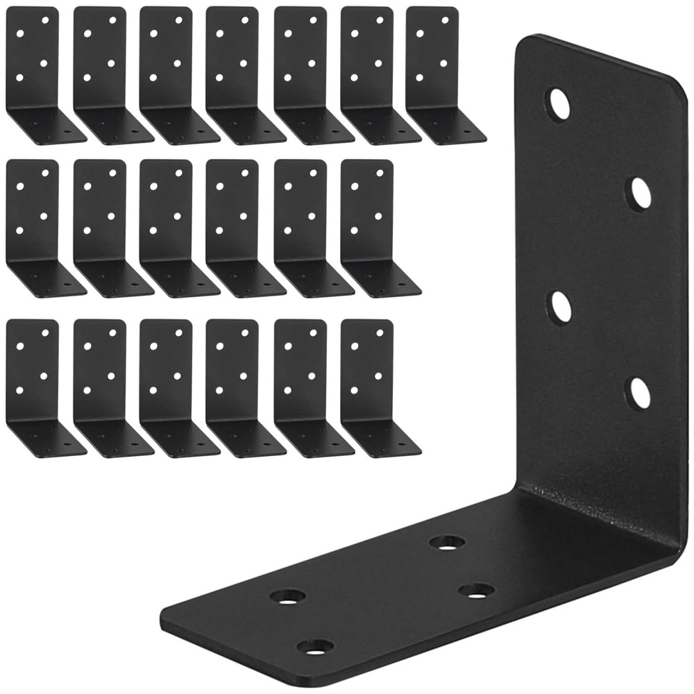 20pcs Heavy Duty 3x3x1.5in Steel L Bracket – Black