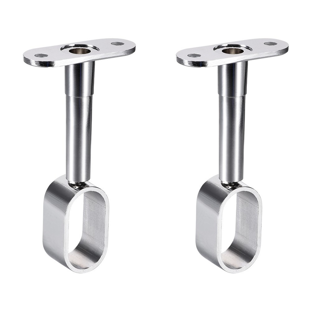 2Pcs Wardrobe Pipe Support Bracket for Rod 16x30mm 84-105mm Height Silver Tone