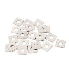 M4 x 10mm Square Stainless Steel Flat Repair Plate Silver Tone 20pcs