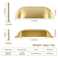 SALISENG-Brushed Matt Gold Kitchen 2-1/2 Inch Hole Centers, Brushed Brass