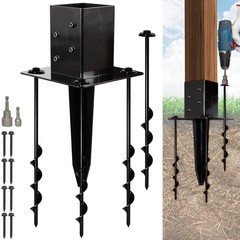 16″ No-Dig 4×4 Ground Spike Post Anchors – Powder-Coated Steel, Includes 4 Co…
