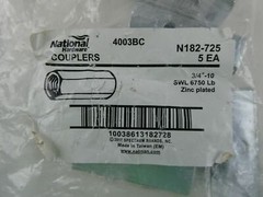 National Hardware 4003BC 3/4″-10 Couplers SWL 6750 LB N182-725 Pack of 5 NIP