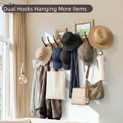 Optish 2 Pack Wooden Coat Rack Wall Mount 16.1 Rustic Coat Hanger Hooks 10