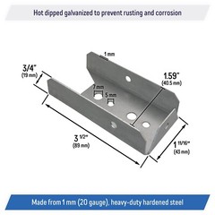 Galvanized 2×4 Fence Bracket Connector for Wood Post Deck Railing 20 Gauge (100)