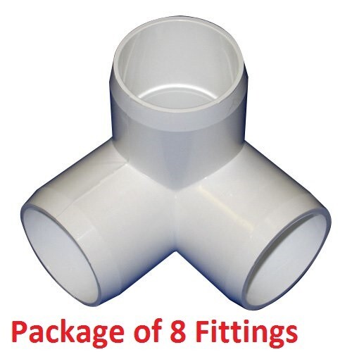 1″ Furniture Grade 3-Way Side Outlet Tee PVC Fitting – 8 Pack