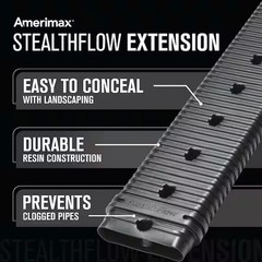 Stealthflow 60 In. Black Vinyl Low Profile Downspout Extension Rainwater Basin