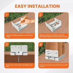 4 PCS 8×8 Post Base Concrete Heavy Duty ECoated Anchor 1 Inch Standoff