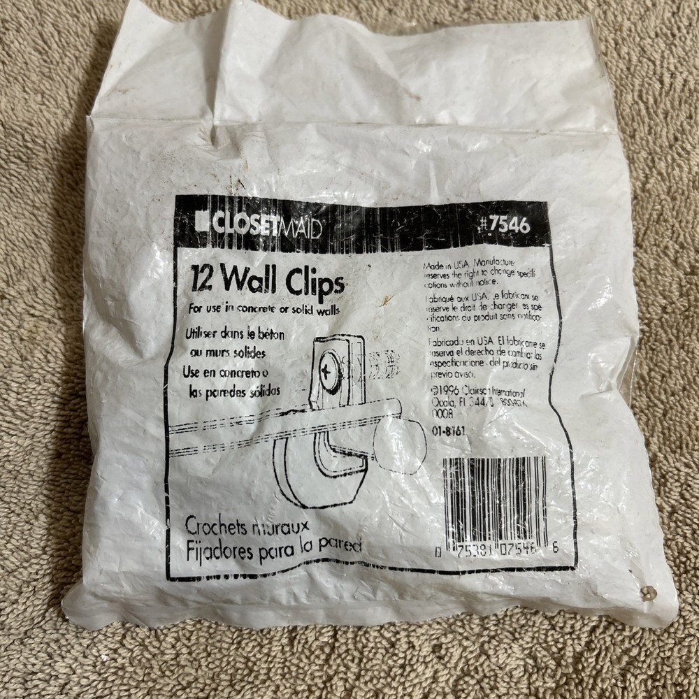 CLOSETMAID 7546 Concrete / Stud Wall Clips QTY: 12 White 200-004