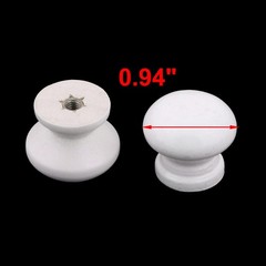 Home Room Wood Round Door Wardrobe Closet Handle Pull Knob White 24 x 22mm 11pcs