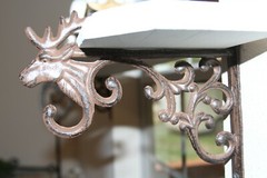 Stag Head Shelf Board Holder Bracket, Rustic Brown Cast Iron, B-15