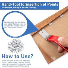 Glazier Point Driver Tool with 150 Push Points for Picture Framing Glass Red