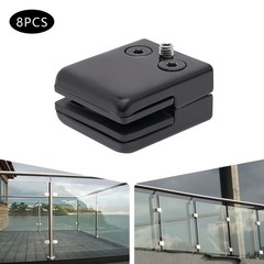 Glass Clamp Set of 8 Black 8-10mm Square For Glass Door Panel Mounting Hardware