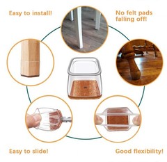 Ansible 24 Pcs Square Large Chair Leg Floor Protectors Furniture Felt Pads