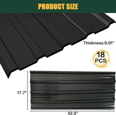 18 pcs Galvanized Steel Roof Panels L42.52xW17.72 Black