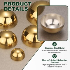 2pcs 38mm(1.5″) OD Stainless Steel Hollow Mirror Polished Hemisphere Ball