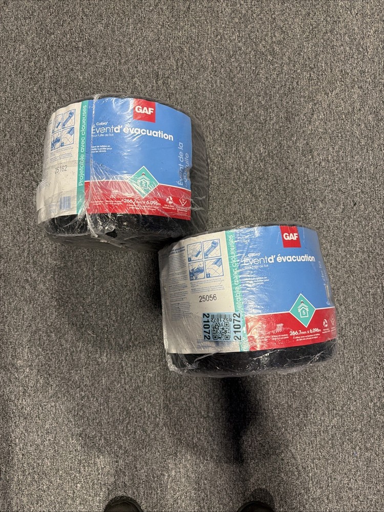 Lot Of 2 GAF 2005 Cobra Roof Ridge Exhaust Vent 10 1/2-inches Wide x 20-Feet